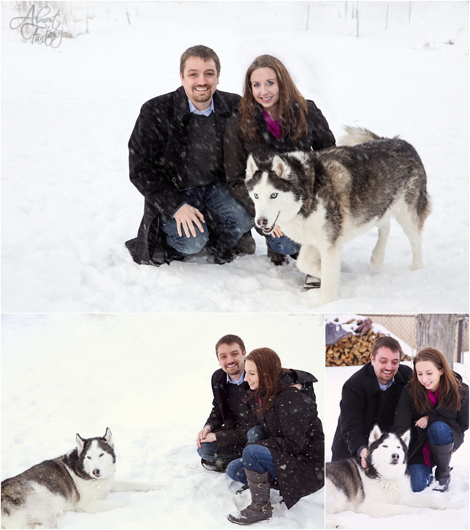 Kalamazoo Winter Engagement Session - Dog Photography Husky_0002