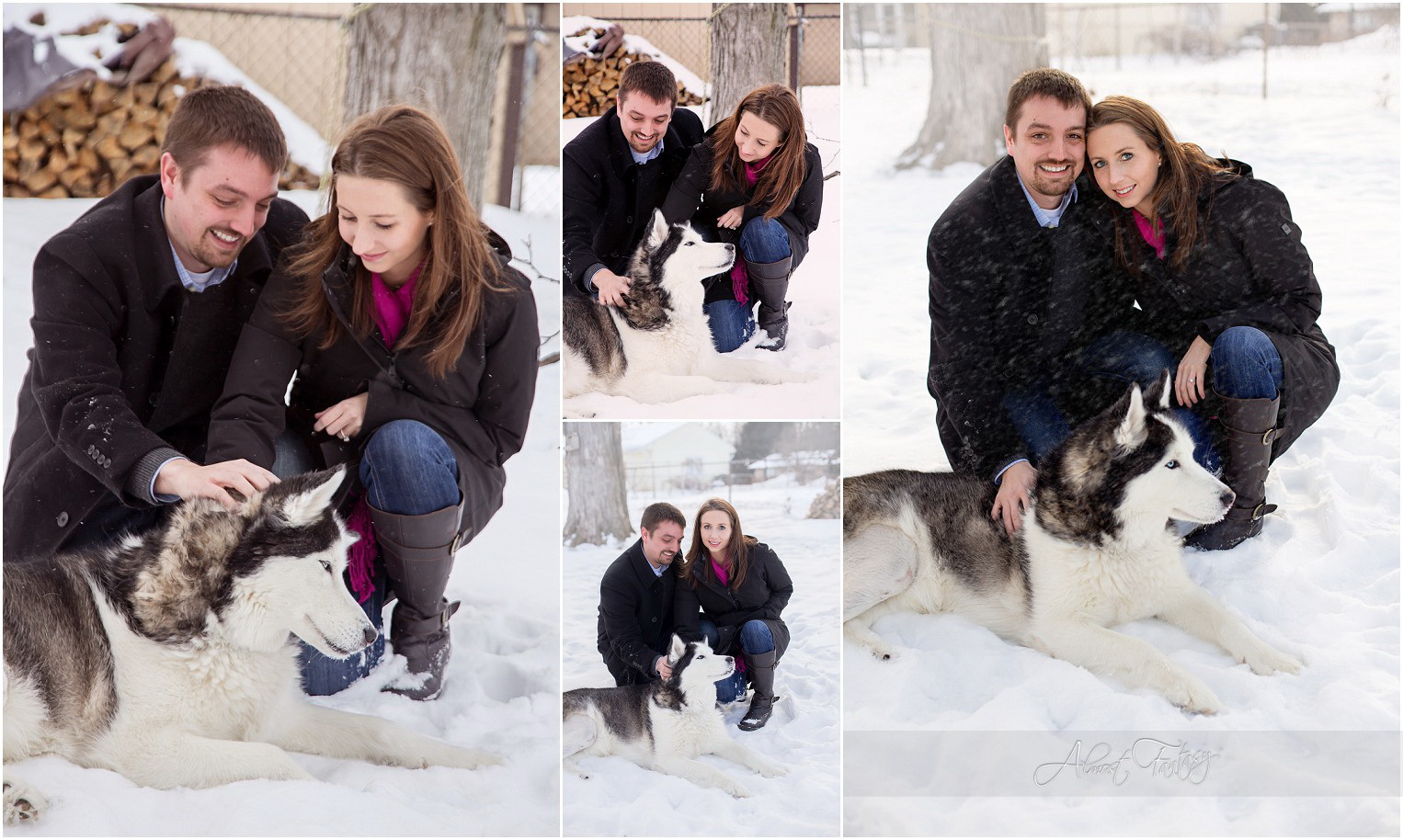 Kalamazoo Winter Engagement Session - Dog Photography Husky_0003